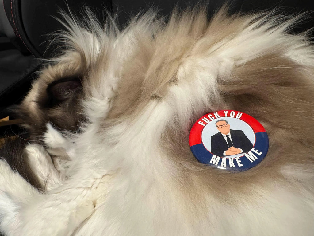 “Make Me” Protest Pin or Sticker | Political Satire Button or Vinyl Decal