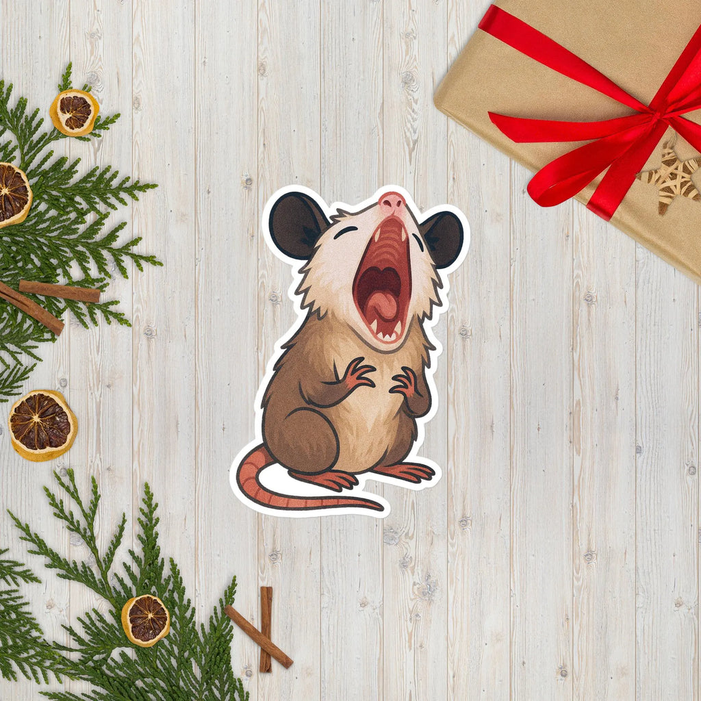 Screaming Possum Sticker | Cute Chaotic Gremlin Vinyl Decal
