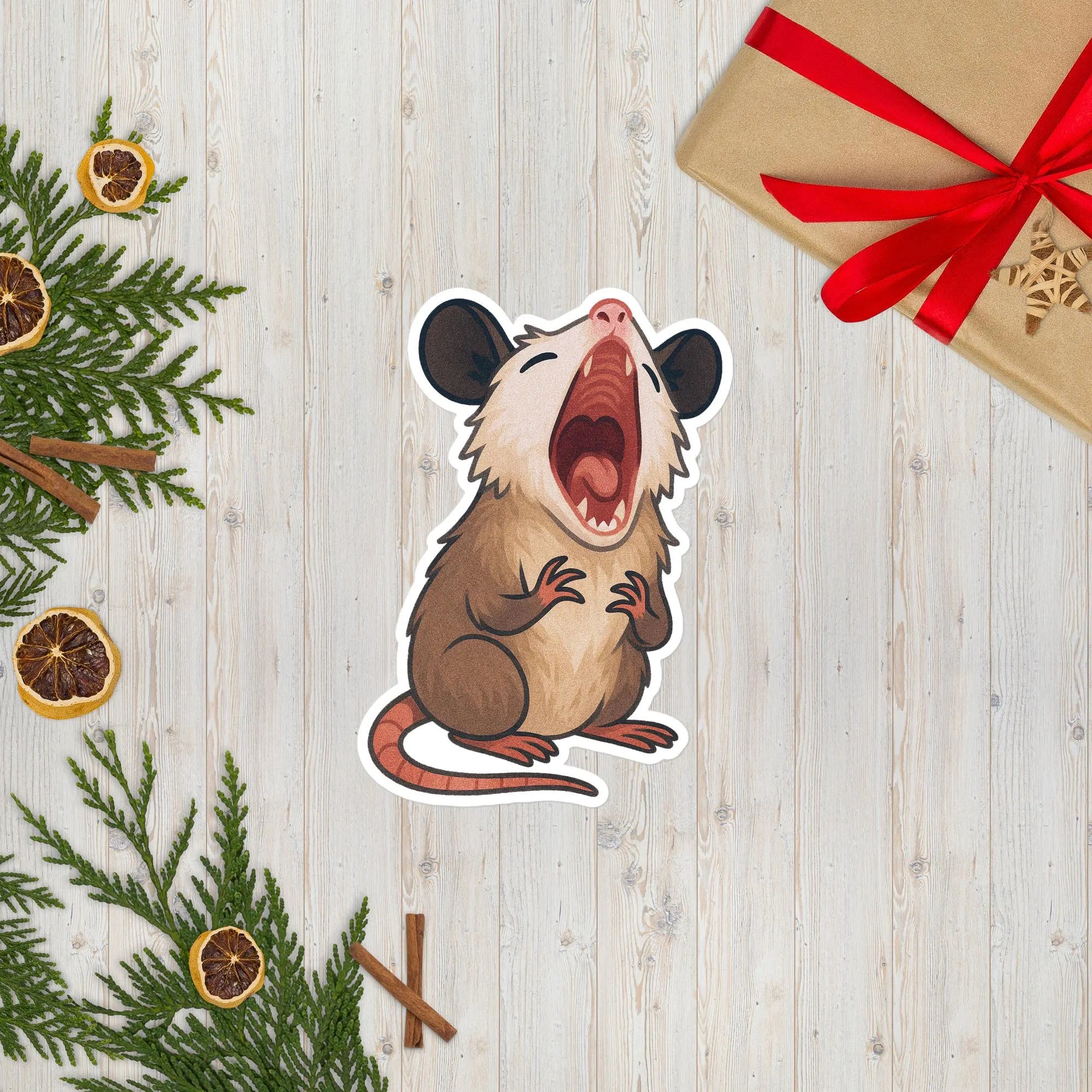Screaming Possum Sticker | Cute Chaotic Gremlin Vinyl Decal
