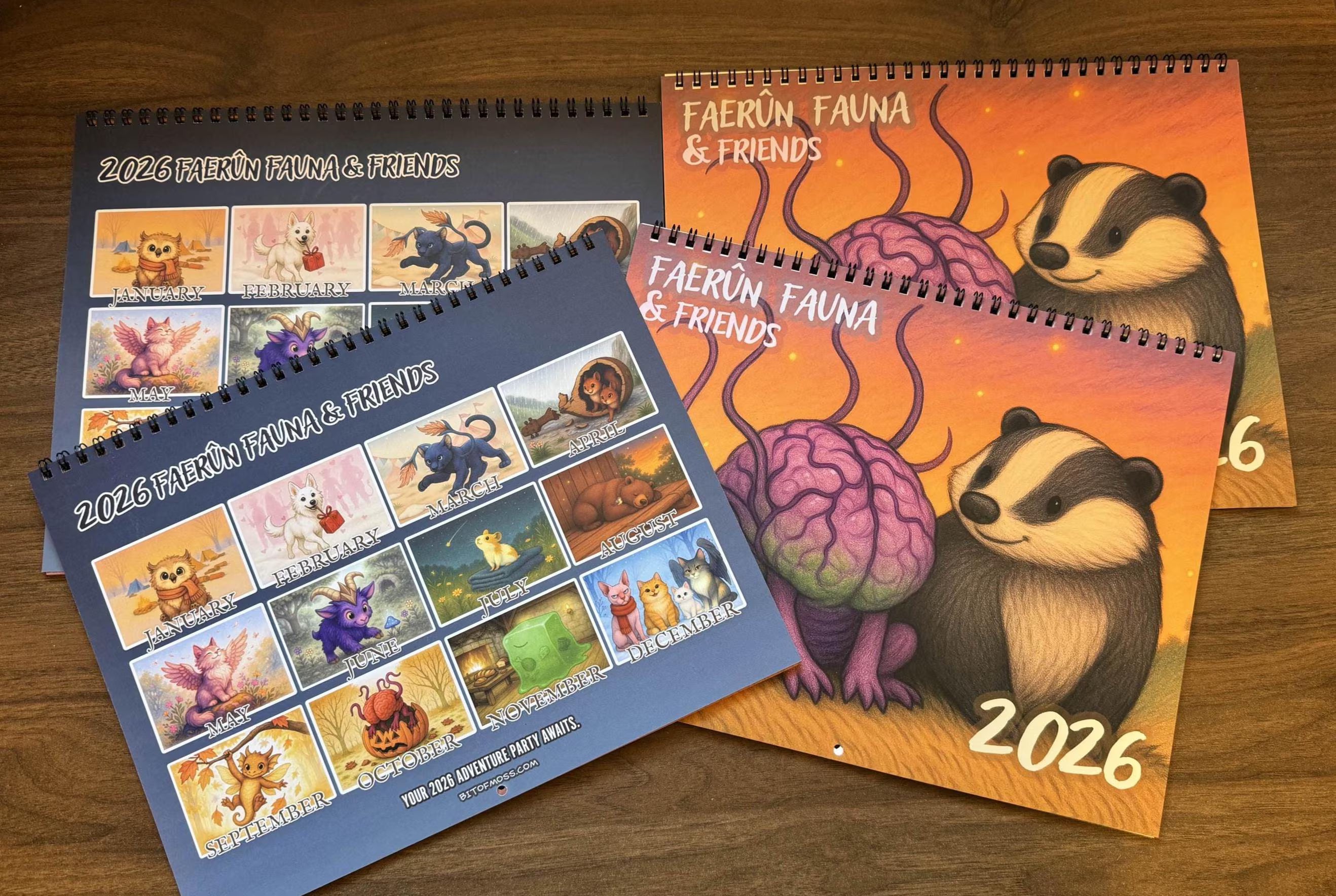 2026 Fantasy Creature Wall Calendar | Cozy D&D Inspired Faerûn Art