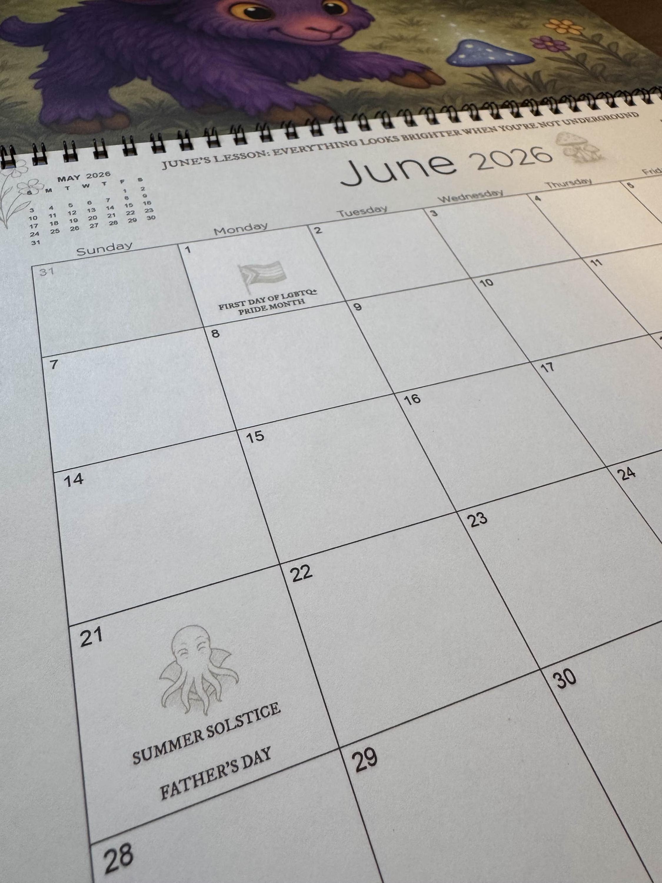 2026 Fantasy Creature Wall Calendar | Cozy D&D Inspired Faerûn Art