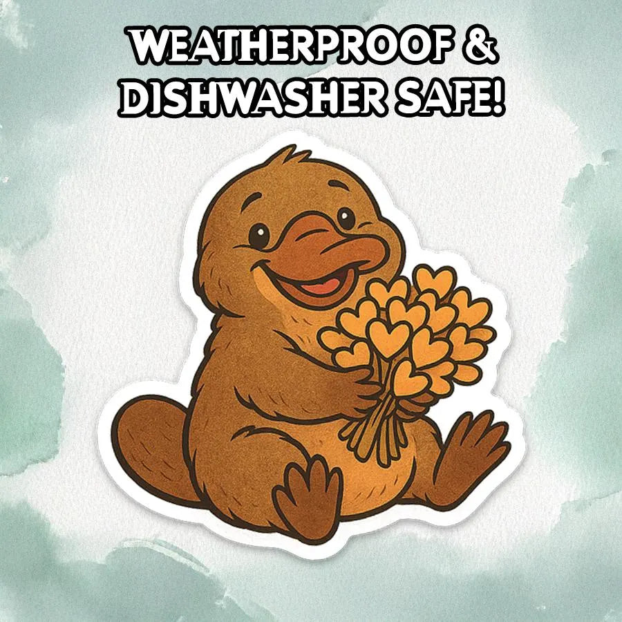 Baby Platypus Valentine Sticker | Cute Animal Love Vinyl Decal