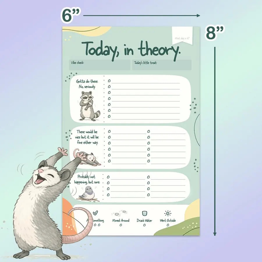 Today, In Theory Daily Planner Notepad | ADHD-Friendly Low-Pressure Productivity Pad
