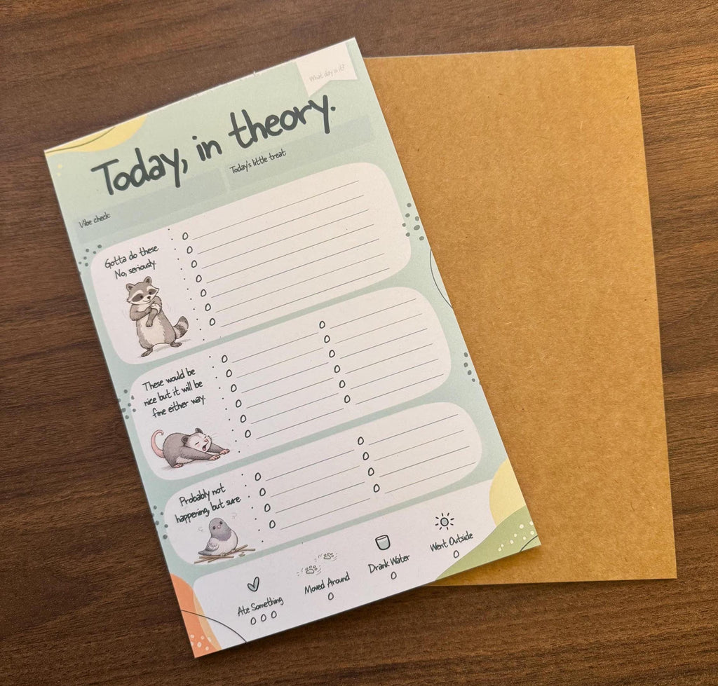Today, In Theory Daily Planner Notepad | ADHD-Friendly Low-Pressure Productivity Pad