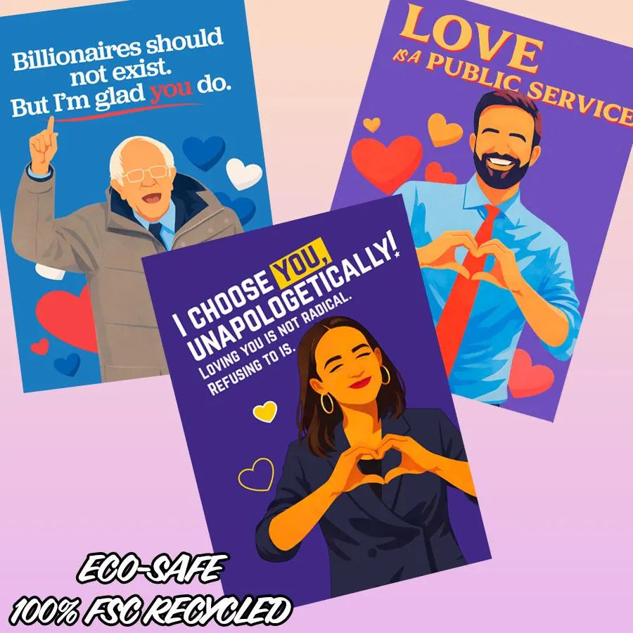Progressive Valentine Card | Political Love Card (AOC, Mamdani, Bernie Inspired)
