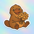 Baby Platypus Valentine Sticker | Cute Animal Love Vinyl Decal