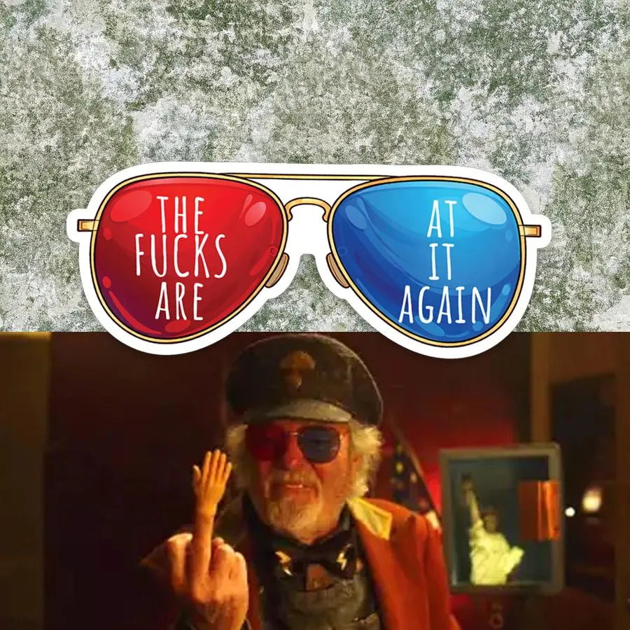 “The Fucks Are At It Again” Retro Glasses Sticker | Twin Peaks Inspired Decal