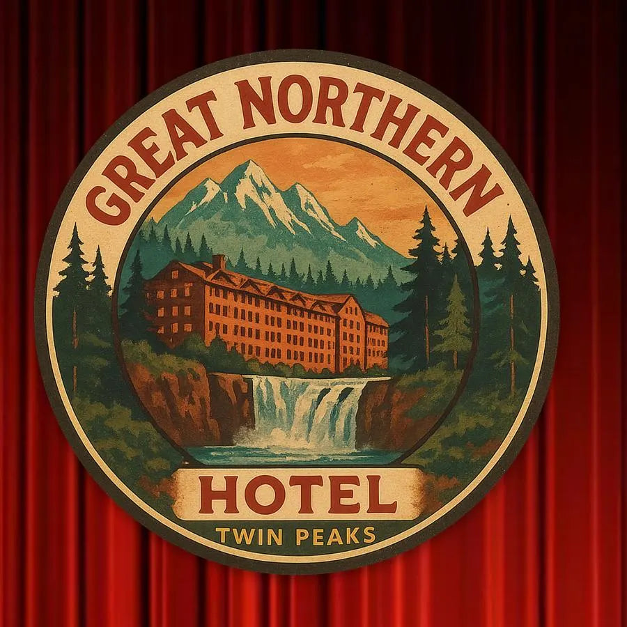 Twin Peaks Inspired Travel Sticker | Cozy PNW Retro Lodge Decal