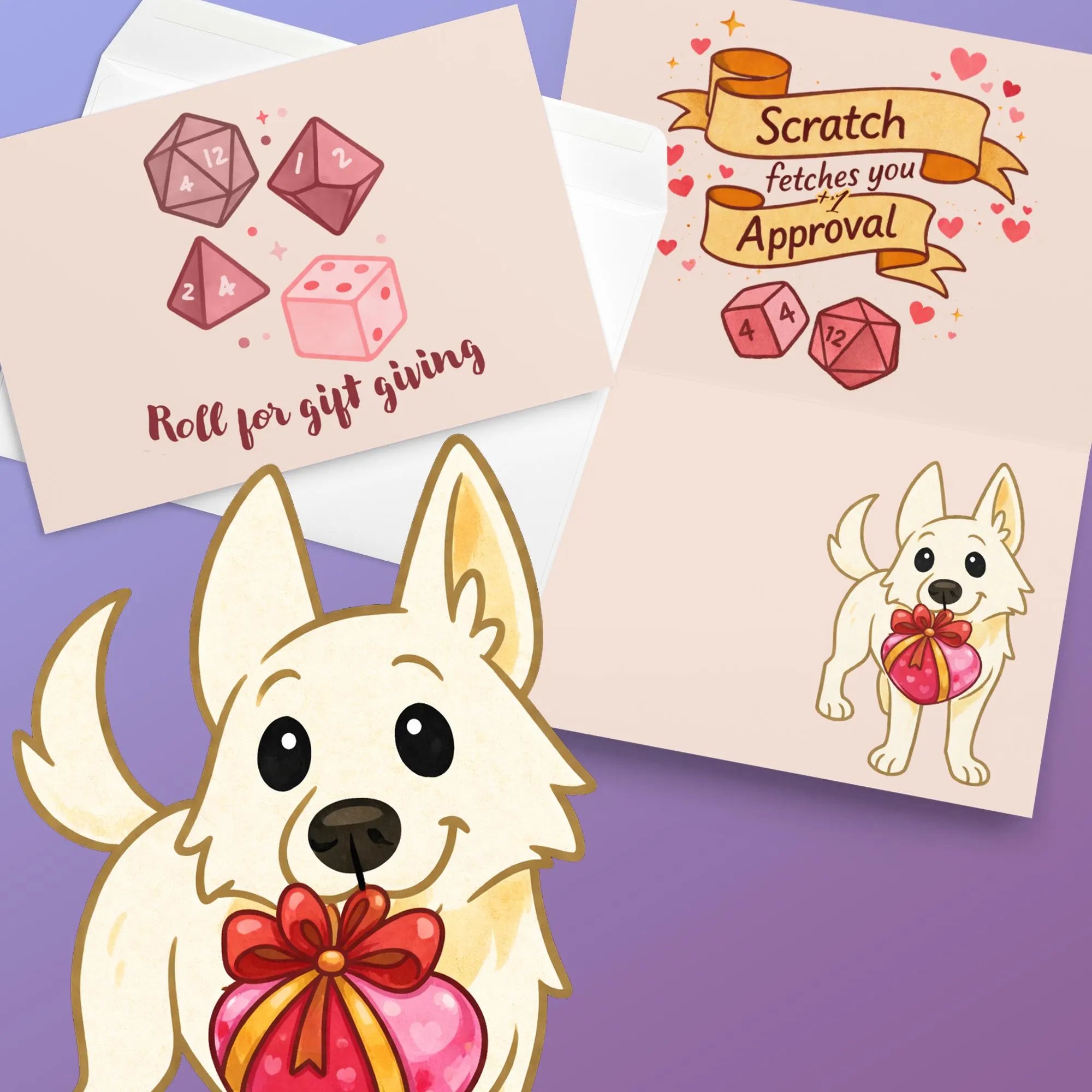 Scratch Inspired Gamer Greeting Card | Cozy D&D Fan Art Card