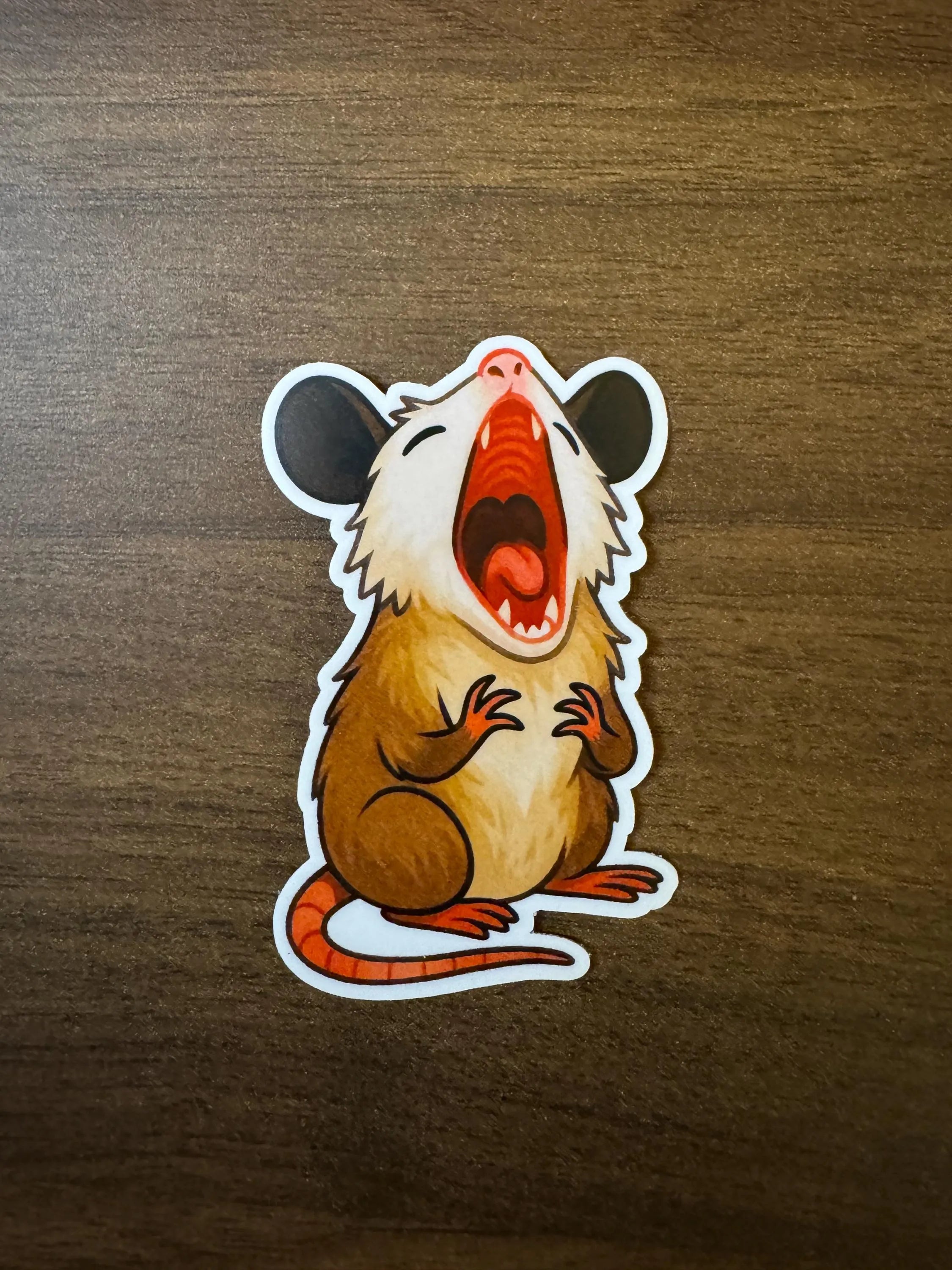 Screaming Possum Sticker | Cute Chaotic Gremlin Vinyl Decal
