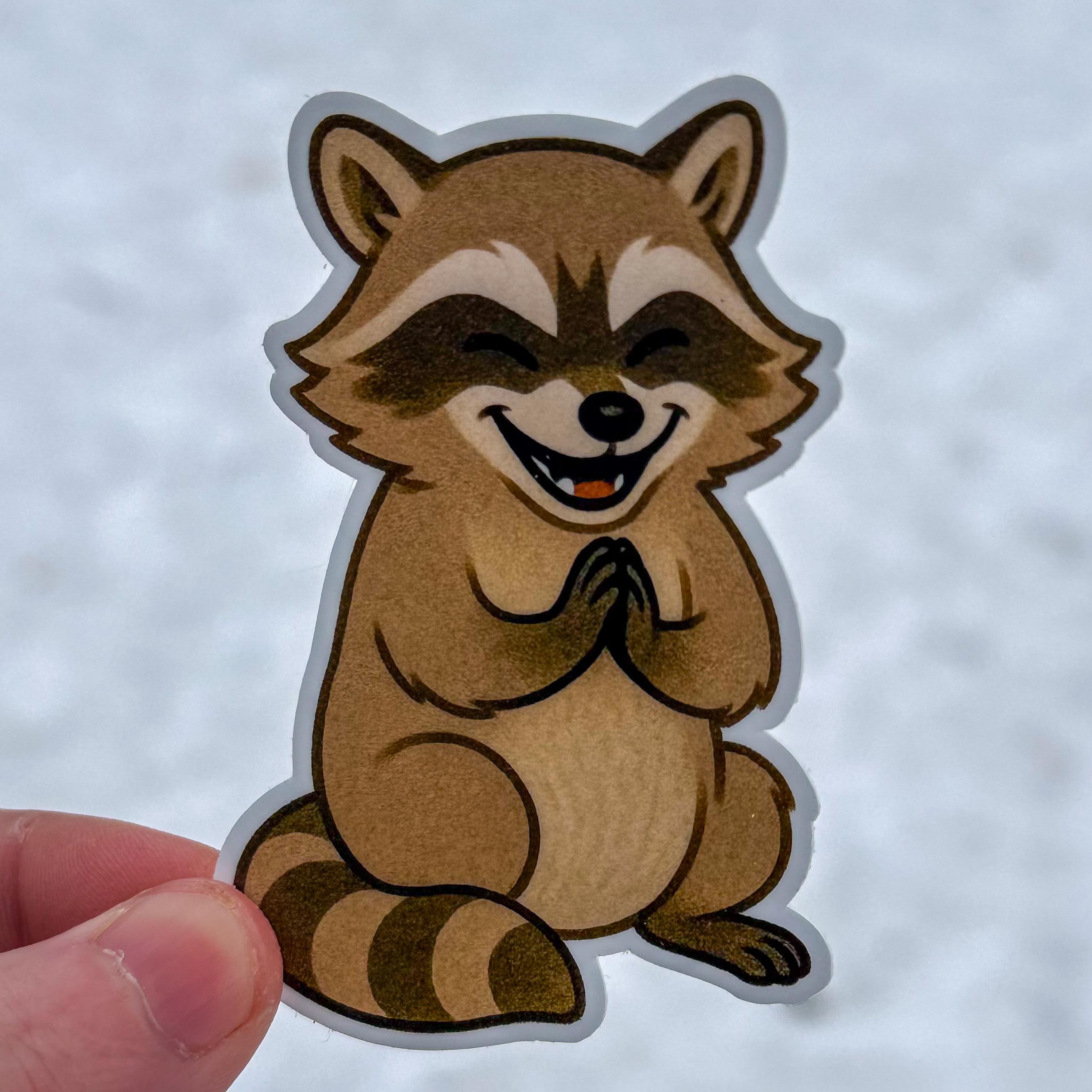 Mischievous Raccoon Sticker | Cute Woodland Gremlin Vinyl Decal