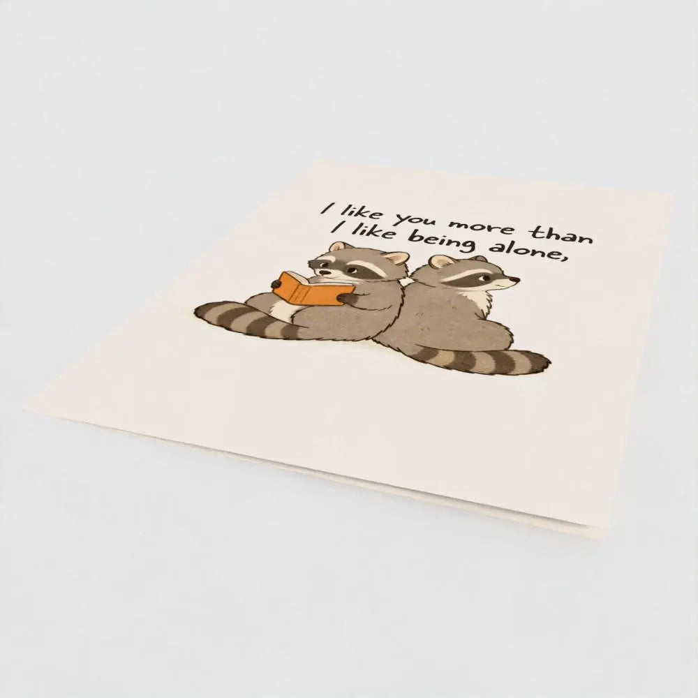 Introvert Love Raccoon Card | Cozy Romantic Greeting Card