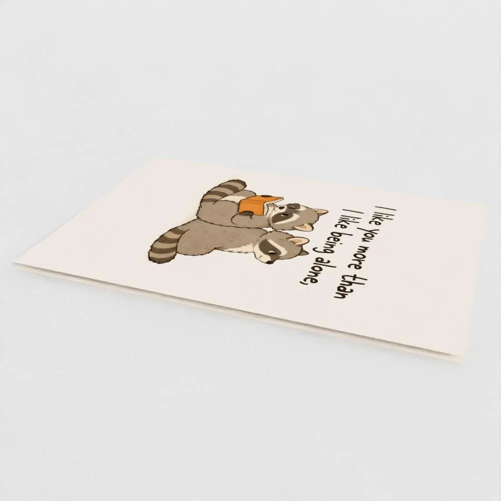 Introvert Love Raccoon Card | Cozy Romantic Greeting Card