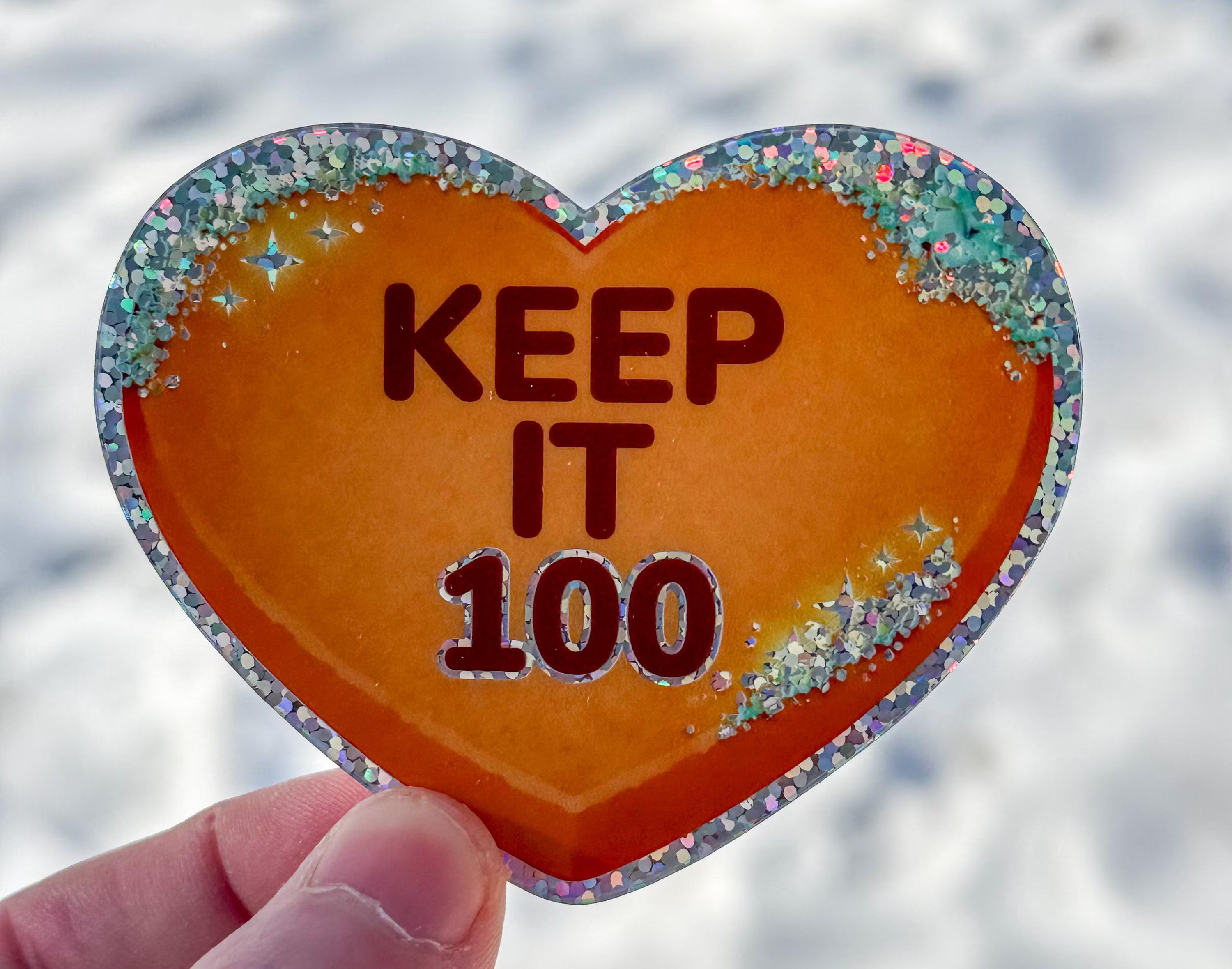 Keep It 100 Candy Heart Sticker | Glitter Valentine Vinyl Decal