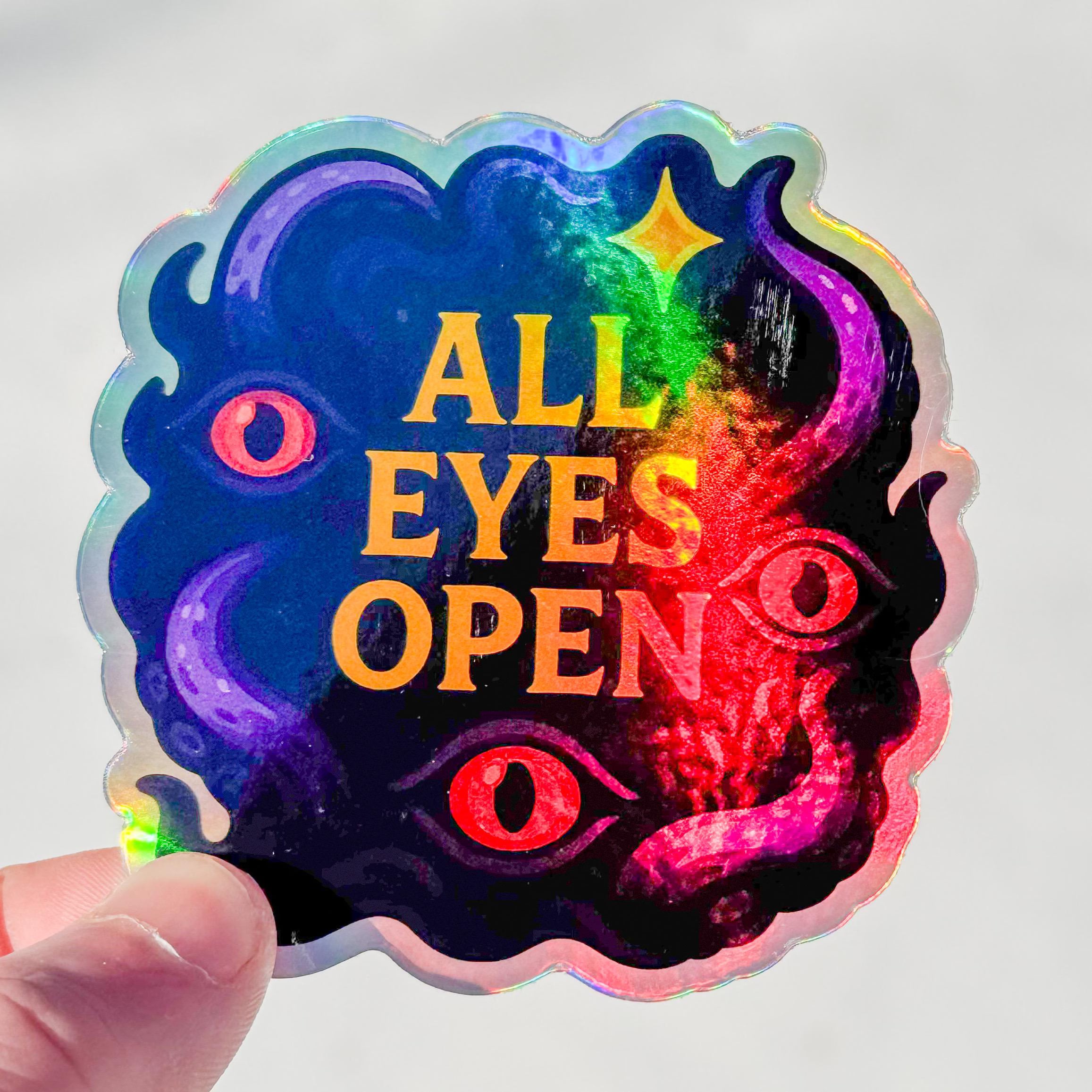 All Eyes Open Holographic Sticker | WoW Inspired Void Decal