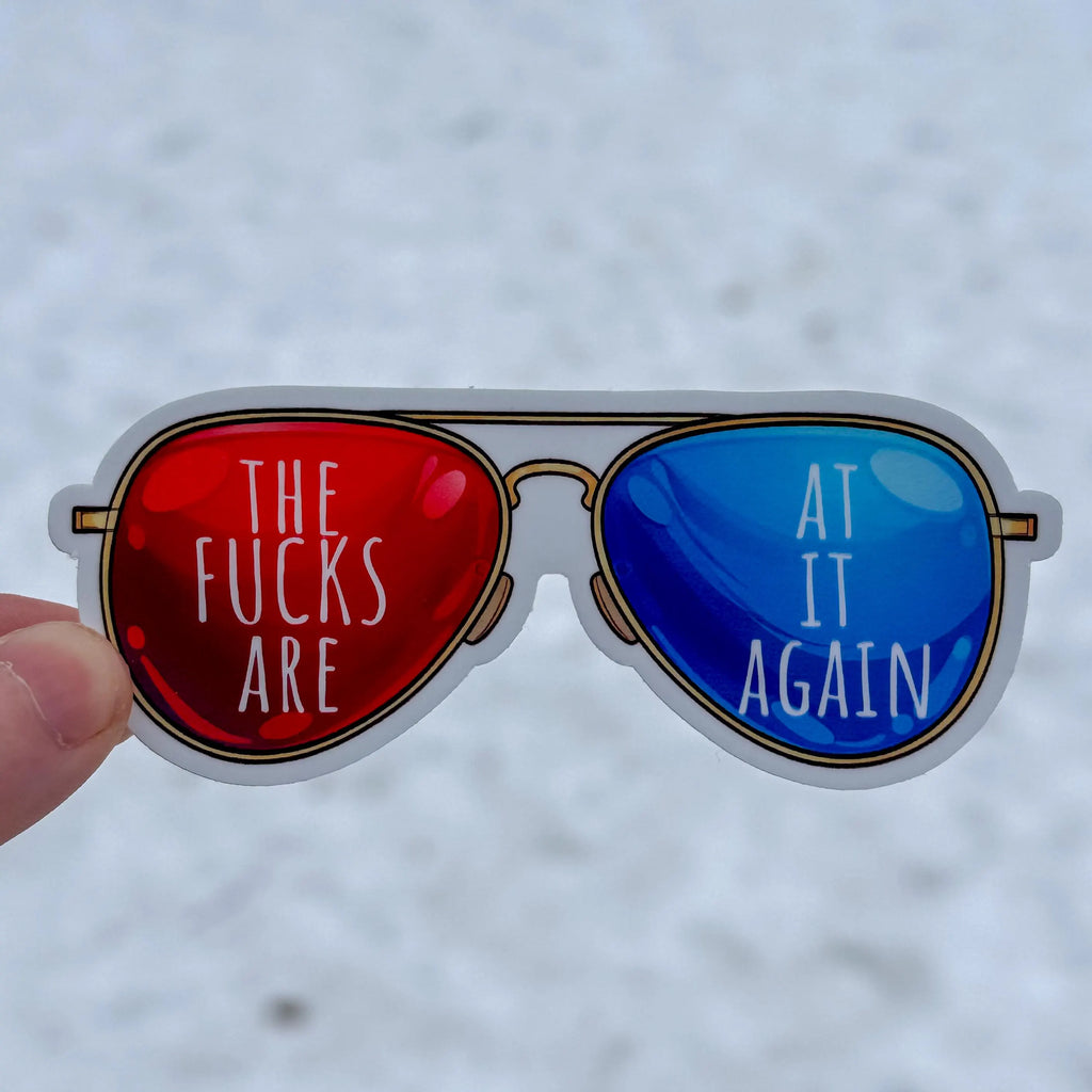 “The Fucks Are At It Again” Retro Glasses Sticker | Twin Peaks Inspired Decal
