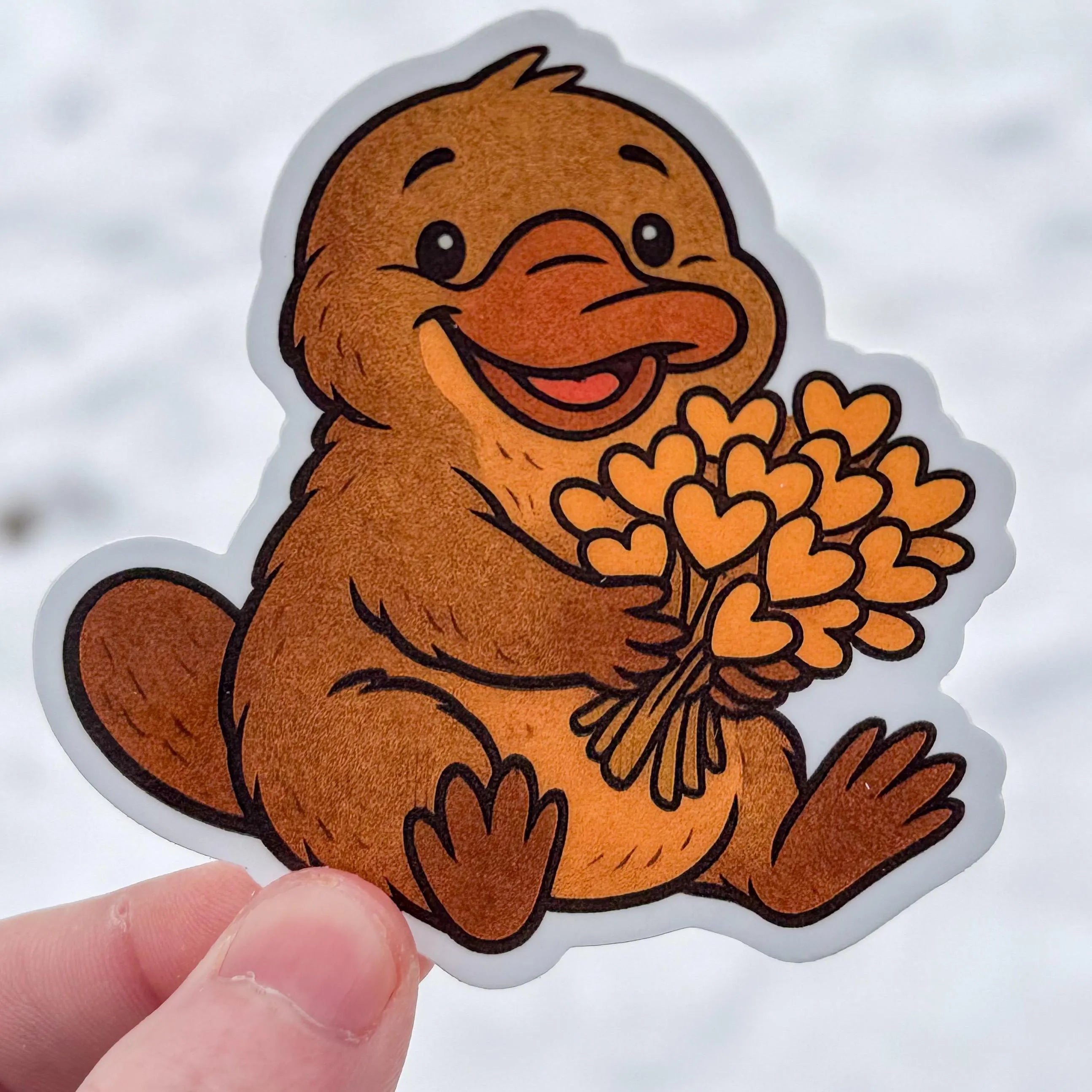 Baby Platypus Valentine Sticker | Cute Animal Love Vinyl Decal
