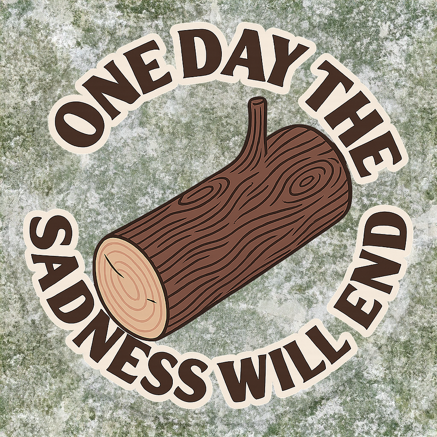 “Does Your Log Know About Sadness?” Matte Clear Vinyl Sticker | Surreal Fan Art